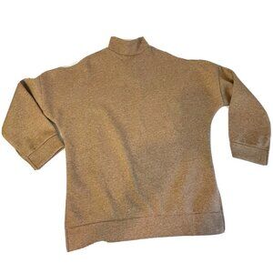 J.O.A. Womens Cold Shoulder Pullover Sweatshirt Brown XS Mock Neck Side Slit